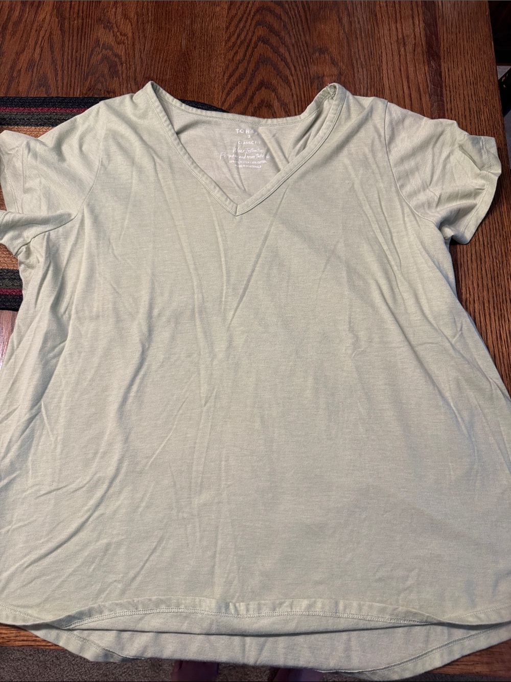 torrid Light Sage V-Neck Short Sleeve Tee